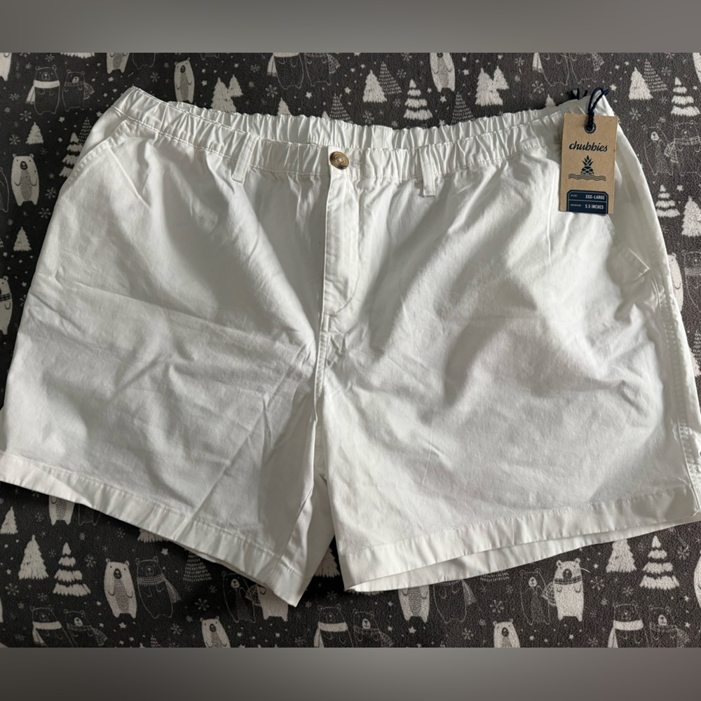 Chubbies mens big and tall stretch twill white pull on elastic waist Shorts